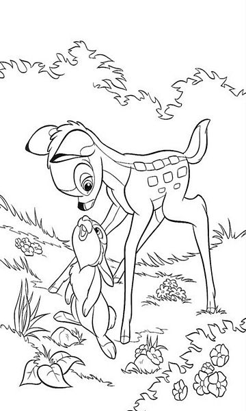 kolorowanka Bambi malowanka do wydruku Disney z bajki dla dzieci nr 56